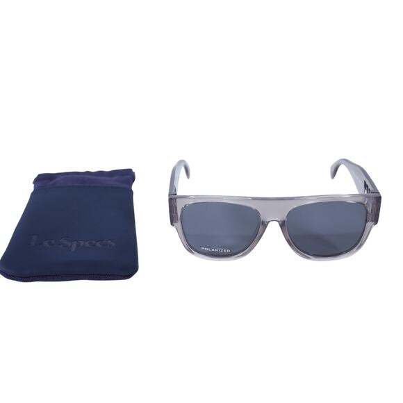 Le Specs FLOATATION Flat Top Square Polarized Sunglasses-Clear Shadow/Smoke-NWT - Picture 8 of 8
